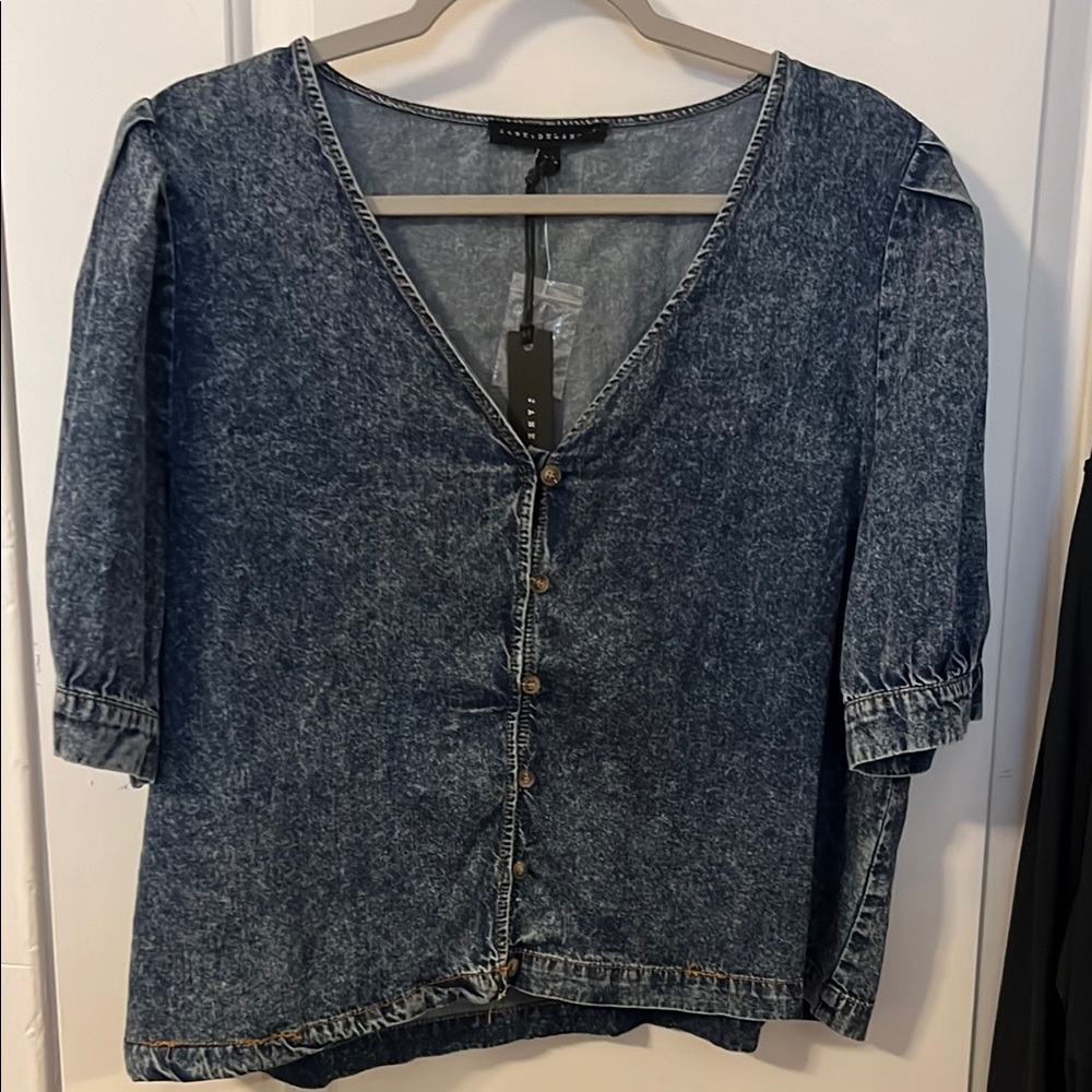 Cropped denim top with tags XL